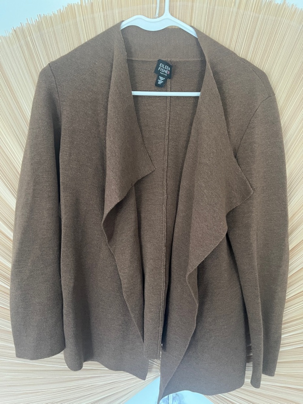 Eileen Fisher Wool Cardigan with Draped Open Front | Petite Large